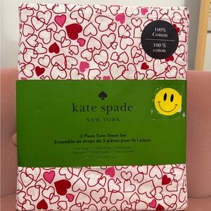 Kate Spade Red and Pink Heart Twin Sheet Set